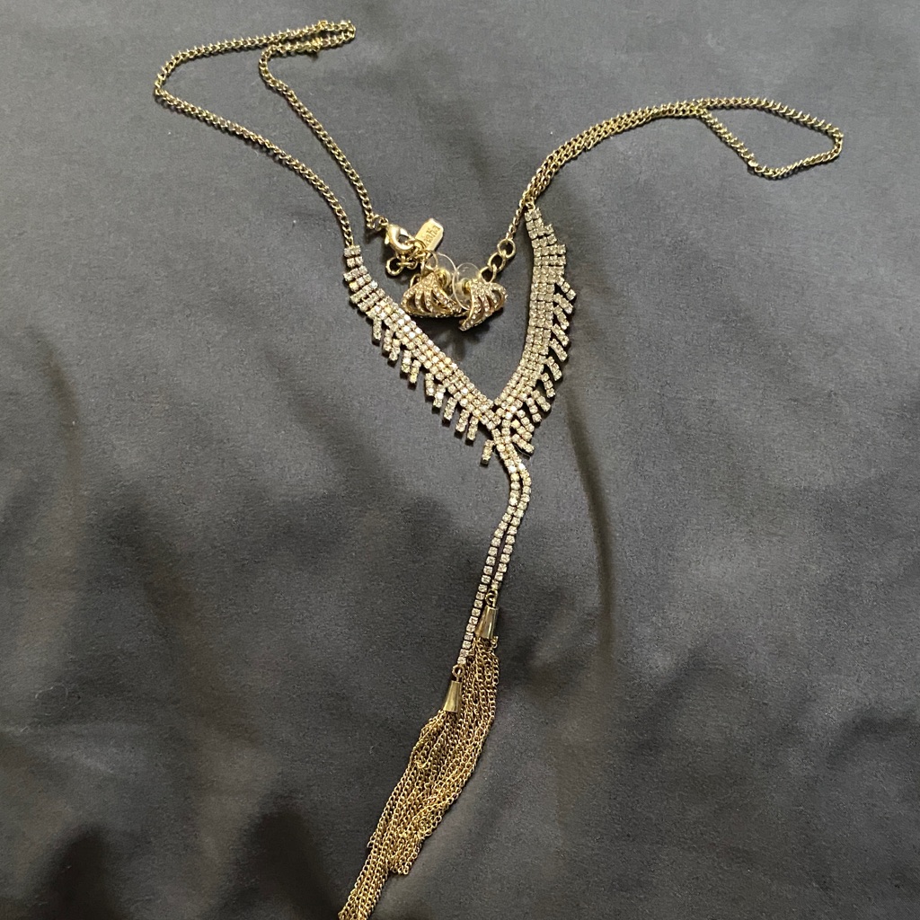 Natasha Couture Gold Necklace With Black Details